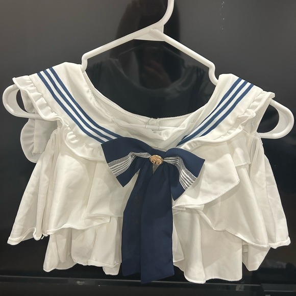 Lolita swim set: collar swim top + swim skirt - Picture 2 of 6